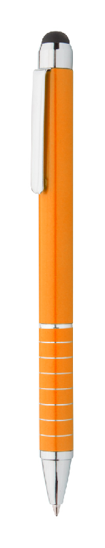 Stylo à bille en aluminium - stylet intégré - couleur orange - encre bleue_0