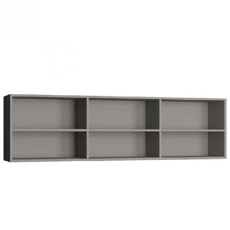 Surmeuble pour lit escamotable VERTIGO 140 x 200 cm - Gris mat - 6 niches fixes_0