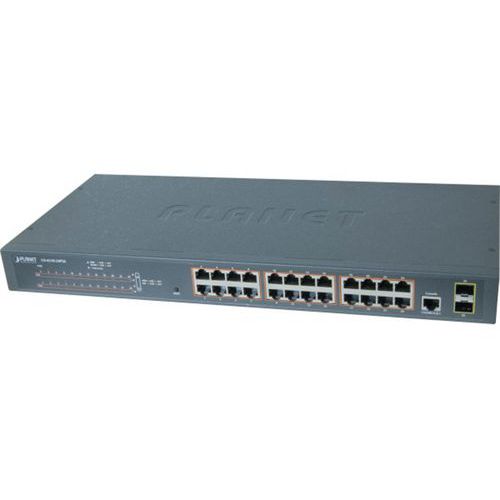 SWITCH NIV2 24P GIGABIT POE+ 300W ET 2 PORTS SFP - PLANET