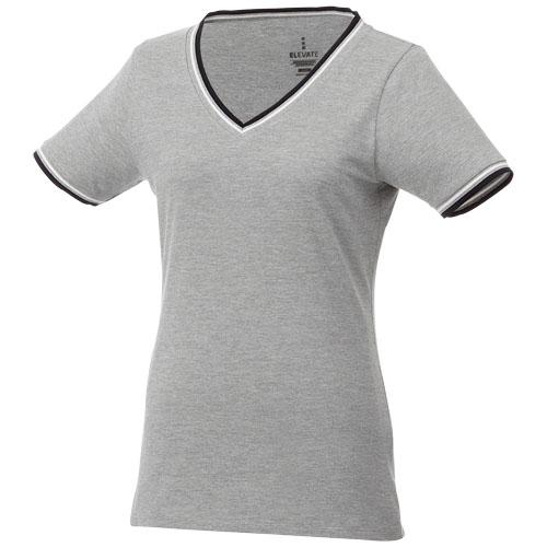 T-shirt maille piquée manches courtes femme Elbert - Col V - 100% coton - 180 g/m²_0