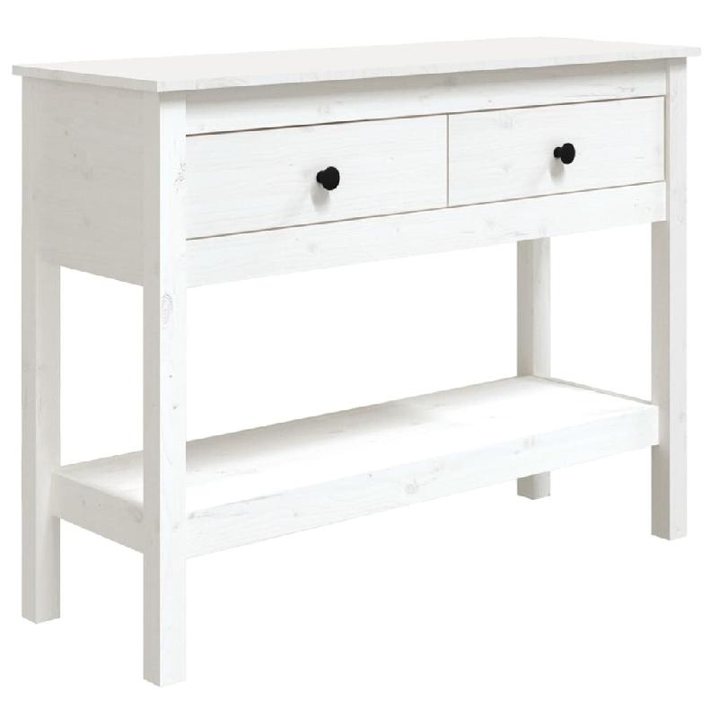 Table console Blanc 100x35x75 cm Bois massif de pin Modèle Terrasse Calypso Prime - 814625_0