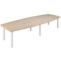 Table modulaire plateau chêne 14 personnes L 380 x P 140 cm - Frégate - piétement blanc_0