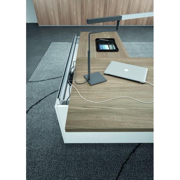 Bureau d'angle T45 avec desserte dos design - Quadrifoglio - 212, Droite, Eucalyptus et blanc_1