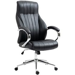 CLP Fauteuil de bureau Wigan en vèritable cuir ajustable et pivotant Noir - noir cuir 314910_0