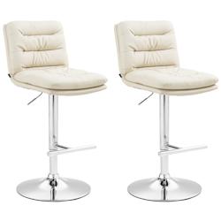 CLP Lot de 2 tabourets de bar Damar en similicuir Crème/Chrome - beige polyester 325684_0