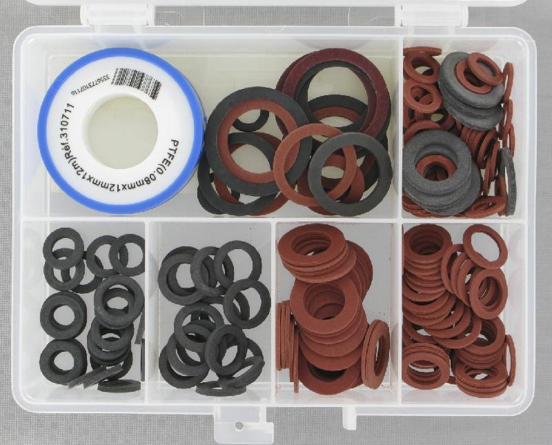 Coffret de 200 joints plats COMAP - Pour raccords en cuivre - Fibre - 17,9 x 15,1 cm_0