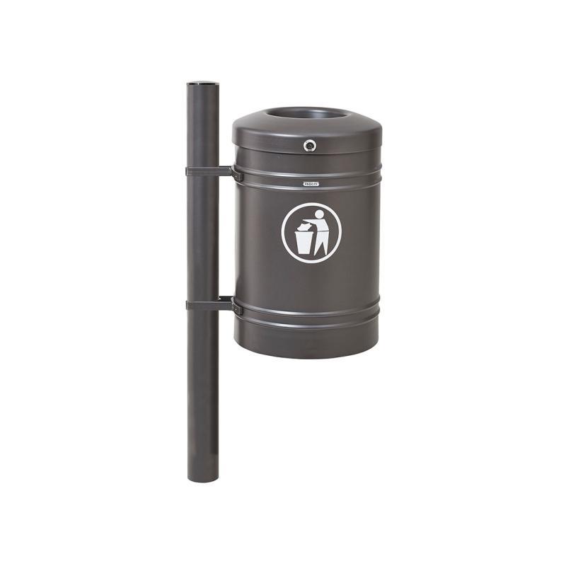 Corbeille publique Guyenne en inox brossé - 40 litres - Réf : 208121.Gpro_0