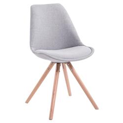 Décoshop26 - Chaise de salle à manger design scandinave en tissu gris et pieds en bois clair forme rond 10_0003453 - gris 3000251587456_0