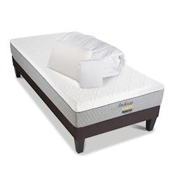 Ensemble  Matelas Mémoire de forme + Sommier + Accessoires 90x200 cm AMBOISE BELLECOUR - blanc Mousse à mémoire de forme 4VP.AM.K15.K.0920_0