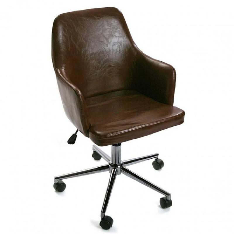 Fauteuil de bureau réglable ALICE en revêtement polyuréthane marron vintage_0