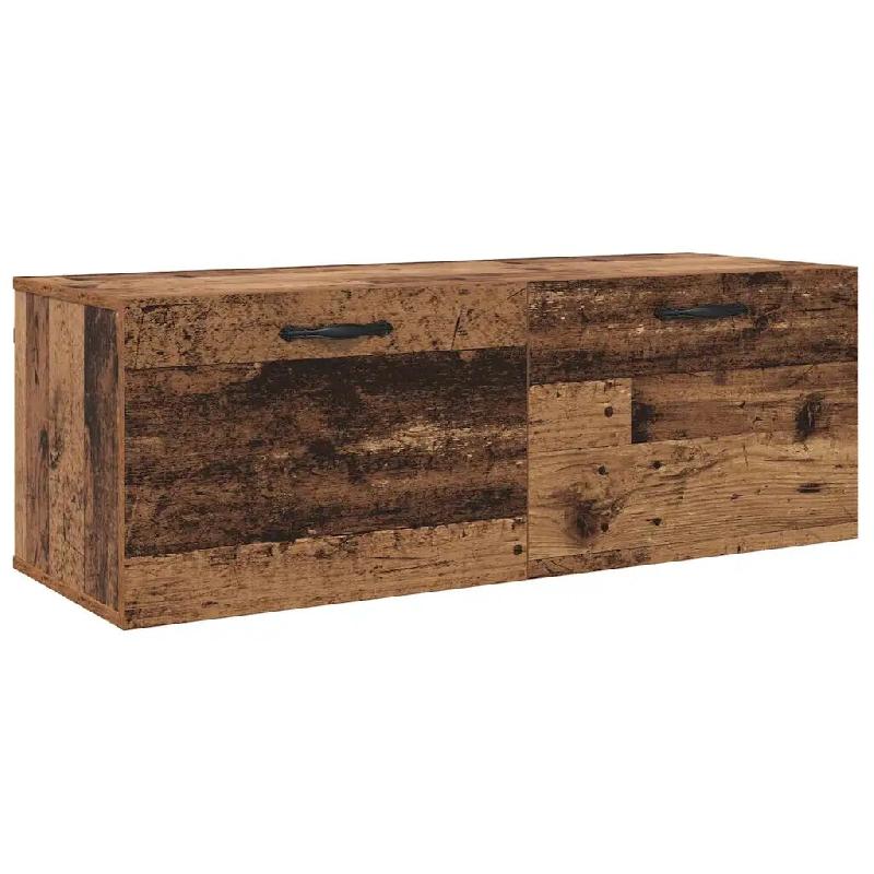 Helloshop26 - Armoire murale moderne avec 2 étagères rangement astucieux 100 x 36,5 x 35 cm en bois d'ingénierie bois ancien 02_0052500 - Bois mass_0