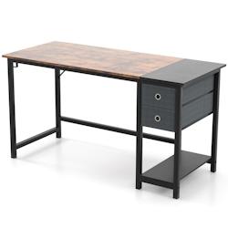 Helloshop26 - Bureau de 140 cm poste de travail informatique moderne avec 2 tiroirs crochet de suspension étagère de rangement 140 x 20_0007993 - 30_0