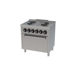 Fourneau électrique HR FAINCA Série 600 avec four électrique - 4 plaques 2x2kW et 2x1kW - Acier inoxydable 18/10 - CE4P600H_0