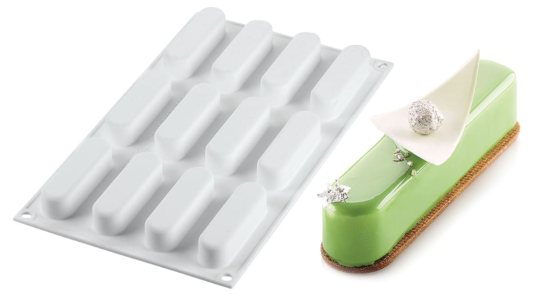 Moule en silicone pour 6 éclairs - Dimensions plaque 30 x 17,5 cm - Résistance -60°C à +230°C - SILIKOMARK_0
