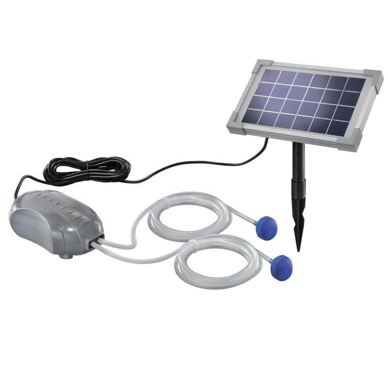 Aérateur Solaire Pour Bassin FLOWood | 2.5W | Batterie 2200 MAh | 54 L/H | Pompe à Oxygène 2 En 1