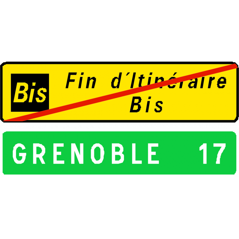 Panneau D69b - fin d'itinéraire Bis, annonce de retour sur itinéraire principal_0
