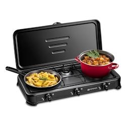 Réchaud gaz portable 3 feux 3450W Noir Couvercle Plaque de cuisson KEMPER - noir 8008004141110_0