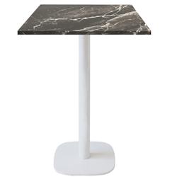 Restootab - Mange-debout 60x60cm - modèle Round blanc marbre royal - noir TB-ROUFF1-6060M-MB.ROY_0