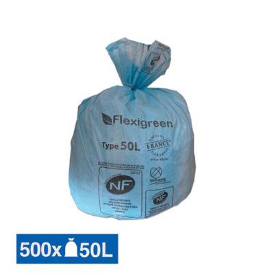 Sac poubelle bleu Flexigreen 50 L, lot de 500_0
