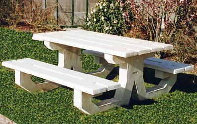 Table pique-nique en béton 'Classique 1' - coloris blanc - plateaux et assises ajourés - 180x181x77cm - 714kg_0
