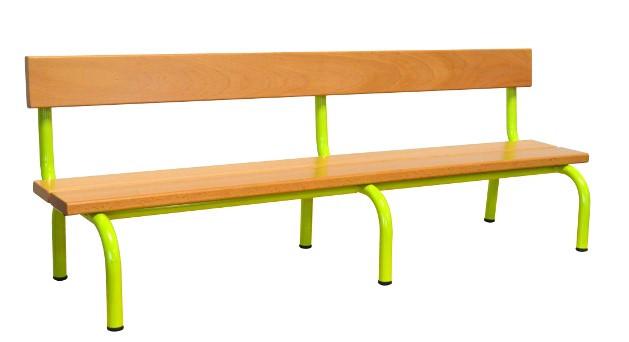 Banc 3 pieds pour maternelle - assise hêtre massif - longueur 160 ou 200 cm - non feu M3_0