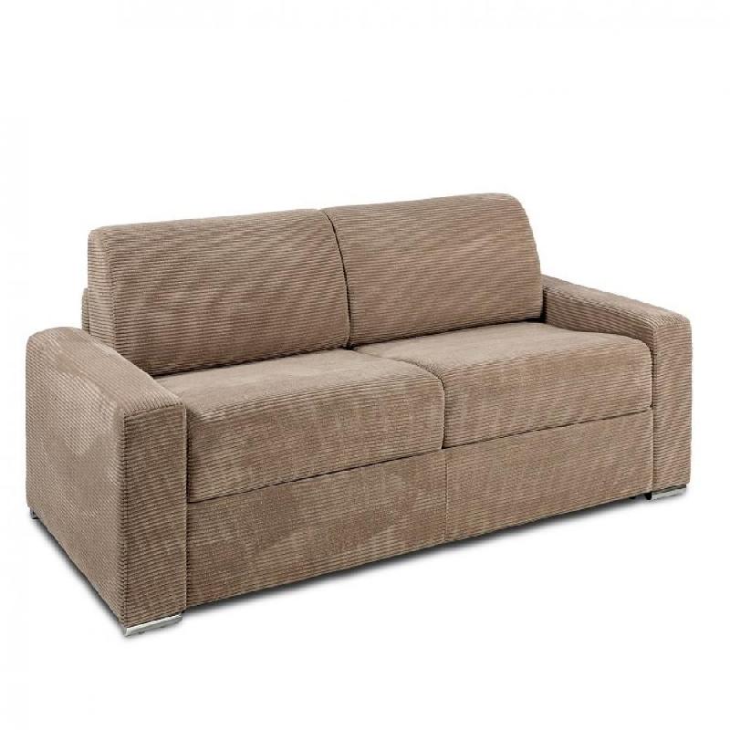 Canapé lit 2-3 places DREAMER convertible EXPRESS 120cm matelas 16 cm velours côtelé caramel_0