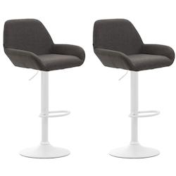 CLP Lot de 2 tabourets de bar Braga en tissu Gris foncé/Blanc - gris textile 316070_0