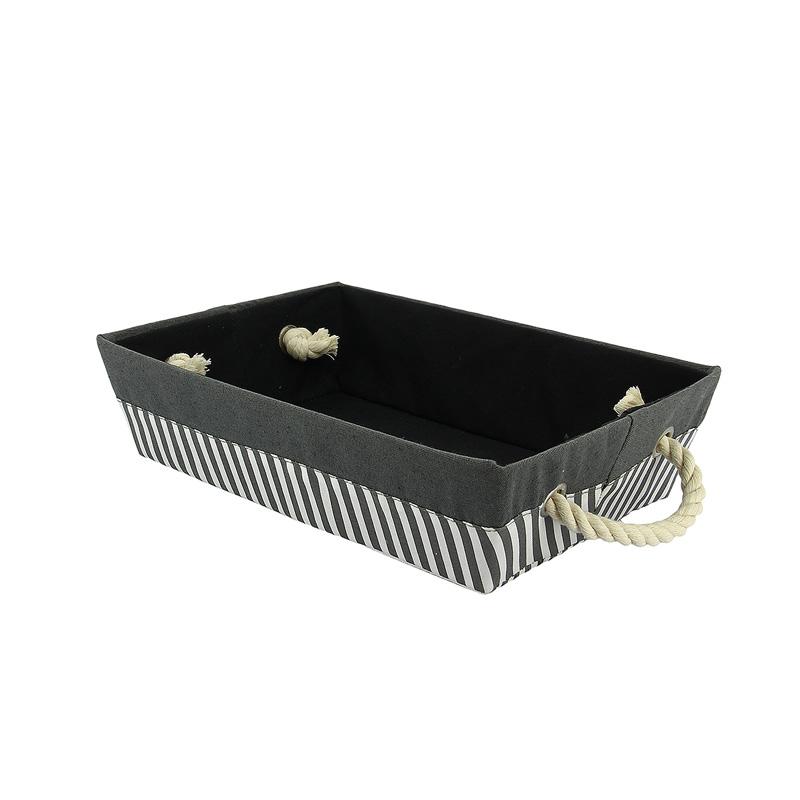 Corbeille rectangle tissu rayé 35x25 -_0