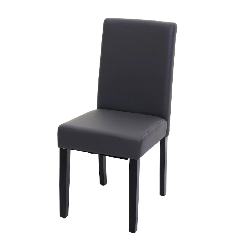Décoshop26 - Chaise de salle à manger cuisine en synthétique gris mat pieds en bois foncé 04_0002315 - gris 3000269632698_0
