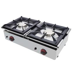 EURAST - Réchaud a gaz 2 feux sur table - 800x450x240 mm - 11,6 Kw - 44126C08 - inox 44126C08_0