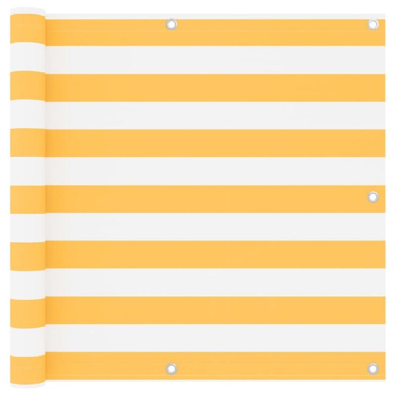 Helloshop26 - Écran de balcon brise pare vue protection confidentialité90 x 600 cm tissu oxford blanc et jaune 02_0010085 - 3000542447766_0