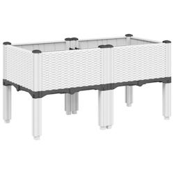 Helloshop26 - Jardinière bac lit surélevé plantes fleurs terrasse jardin avec pieds 80 x 40 x 42 cm PP blanc 02_0038168 - 3000214112435_0