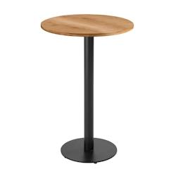 Table haute ronde 60 cm Oviala Business - pied noir, revêtement bois clair marron acier - idéale pour cafés et restaurants_0