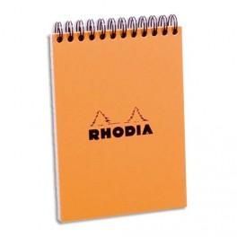 RHODIA BLOC DE DIRECTION COUVERTURE RELIURE INTÉGRALE EN-TÊTE ORANGE 80 FEUILLES FORMAT A6 RÉGLURE 5X5