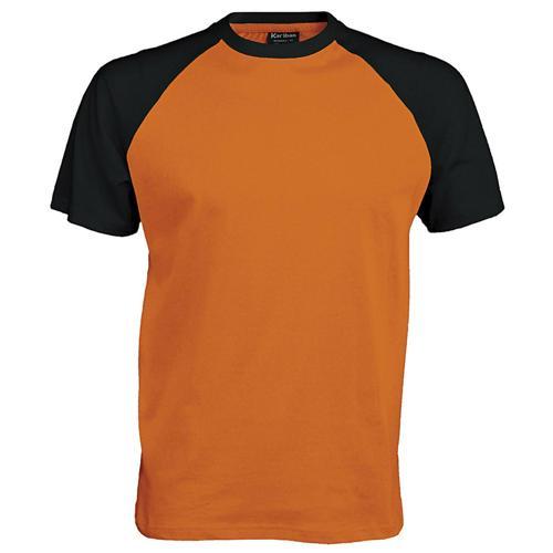 T-SHIRT BICOLORE TRADITIONAL ORANGE NOIR