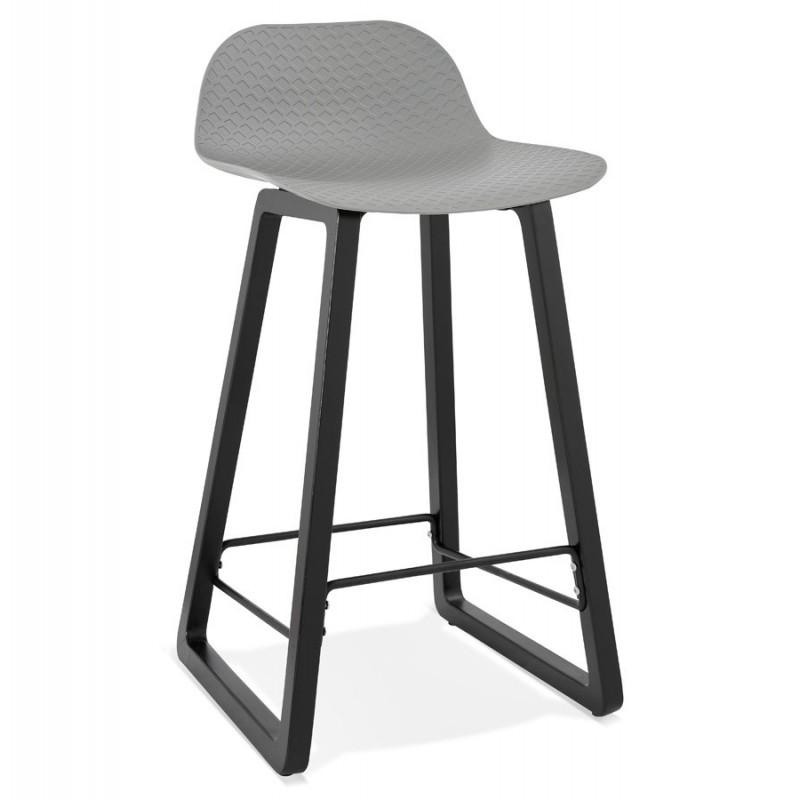 Tabouret de bar design Toki 87cm gris & noir - Paris Prix - Hêtre & Polypropylène - Hauteur d'assise 67 cm_0