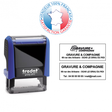 Tampon encreur Trodat Printy 4911 - empreinte 3 lignes 38 x 14 mm offerte - Réf : 003-trodat-printy-4911_0