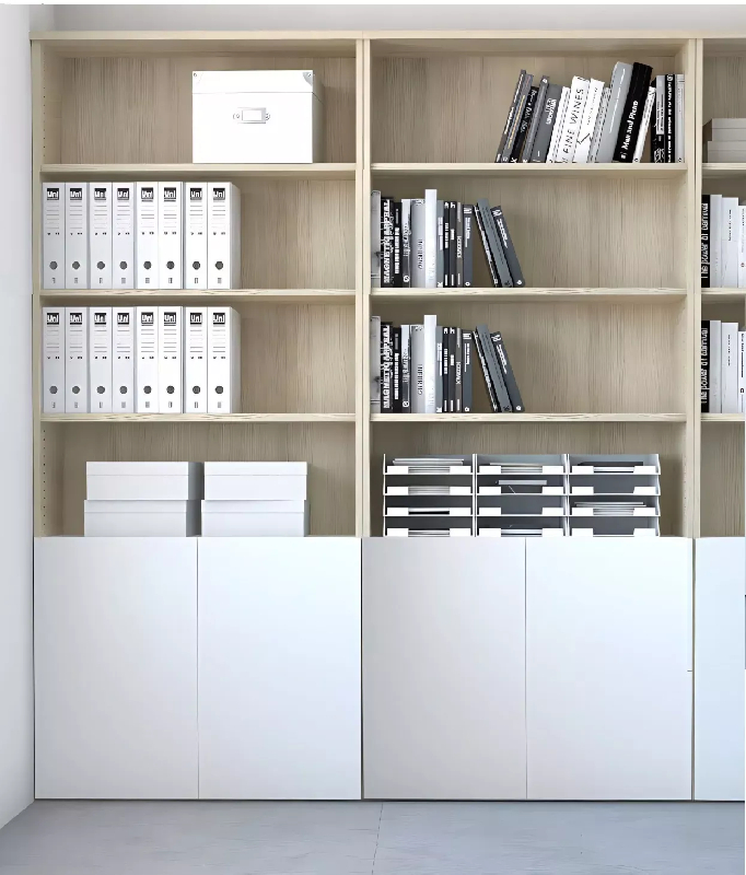 Armoire bibliothèque avec 2 portes poussoir - 4 étagères - hauteur 235 cm (4 largeurs au choix) So Madrid_0