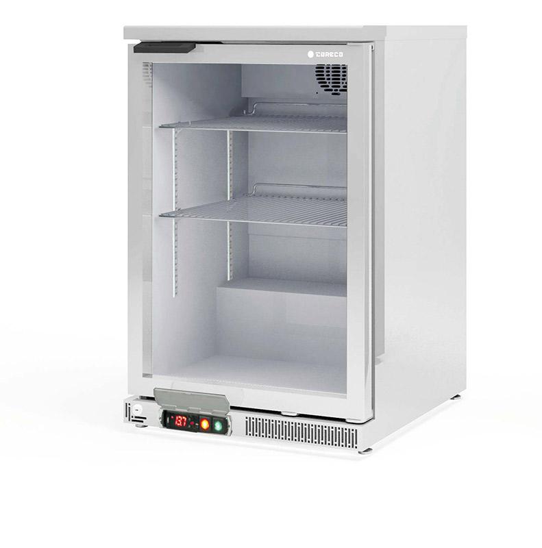 Arrière-bar positif professionnel inox - 1 porte vitrée battante - ERH-150-LI - prof 520mm, hauteur 850mm, capacité 150 canettes_0