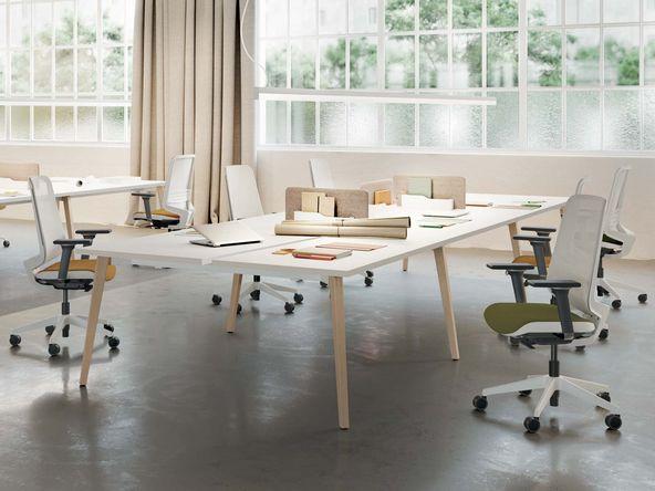 Bureau bench 6 personnes pieds bois naturel_0