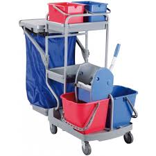 Chariot complet de nettoyage ICA - 57.5 x 104 x 112 cm - 19 kg - Compact avec accessoires multi-usages_0