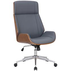 CLP Fauteuil de bureau Varel en similicuir avec coque de siège en bois Noyer / Gris - gris polyester 317167_0