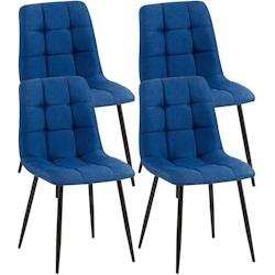 Décoshop26 - Lot de 4 chaises de salle à manger en tissu bleu pieds métal noir design moderne et confortable CDS10410 - bleu 3002483332699_0