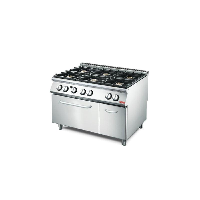 Fourneau inox à gaz 6 feux vifs - Four intégré gaz 41 500 W - Gastro M 700 GM70/120CFG_0