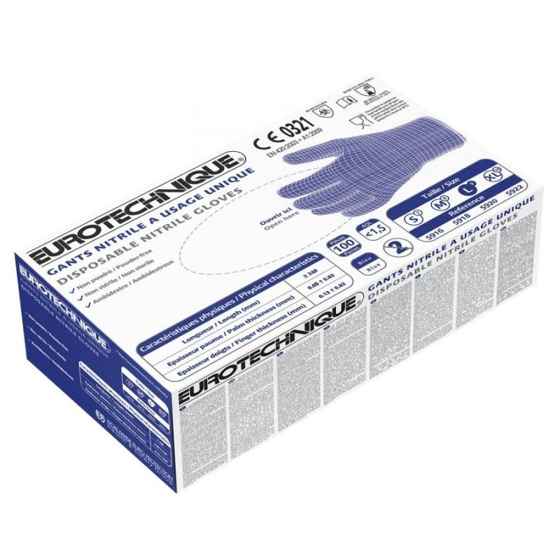 Gants nitrile MO5900 non poudrés - boîte de 100 gants - AQL 1.5 - épaisseur 0,10 mm - manchette bord ourlé_0