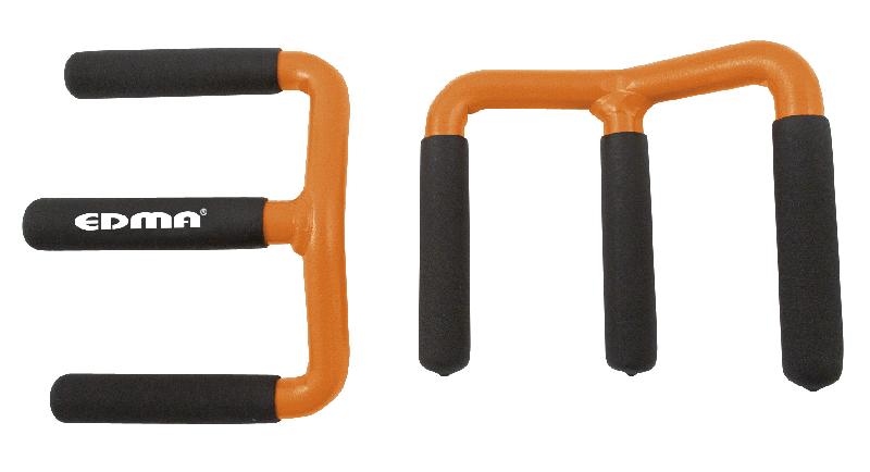 Lot de 2 poignées de transport pour porte-plaque EDMA - Manchons caoutchouc anti-dérapant - Métal_0