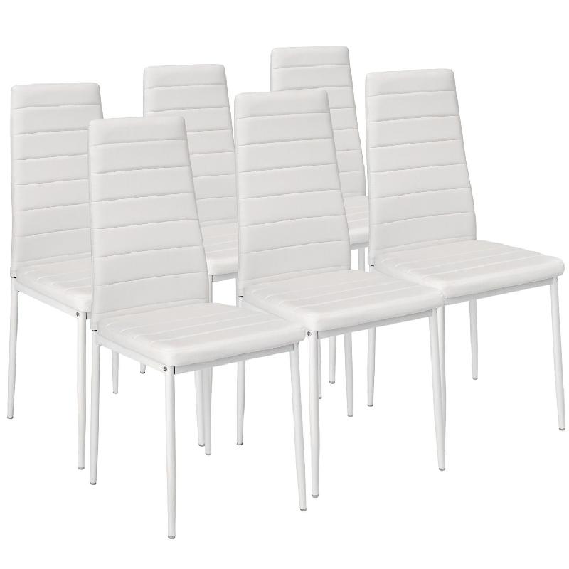 LOT DE 6 CHAISES SIÈGE DE SALON CUISINE SALLE À MANGER DESIGN CARRÉ ÉLÉGANT BLANC 08_0000172_0