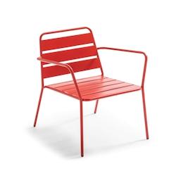 Oviala Business Fauteuil de terrasse bas en métal rouge - rouge acier 105187_0