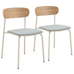 Oviala Business Lot de 2 chaises empilables en bois bleu clair - bleu Bois massif 114224_0