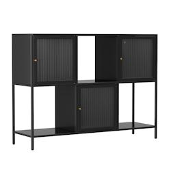 Oviala Business Oviala Buffet en métal 3 portes 120 cm noir - noir acier 113976_0